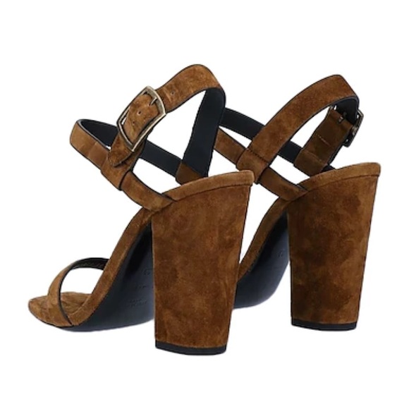 NWT Saint Laurent Oak 100 Khaki Suede Block Heel Ankle Strap Slingback Sandals - Picture 3 of 8